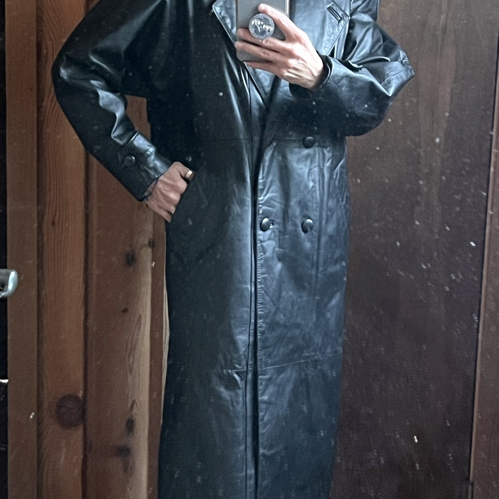 leather jacket long